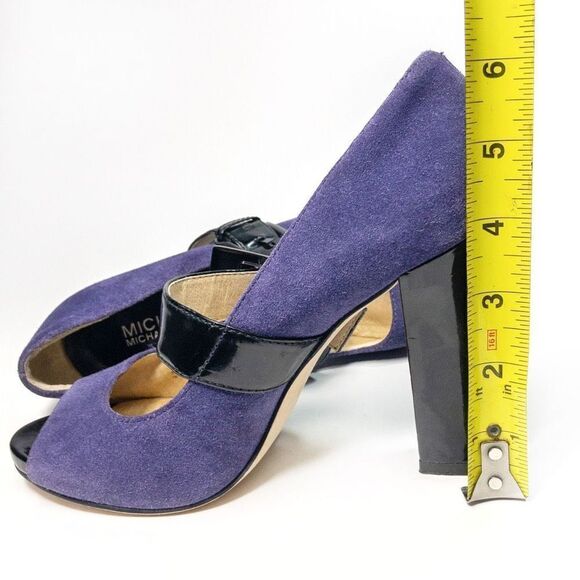 Michael Kors Hanna Purple Suede Open Toe Buckle Pumps Sz 7M - Picture 7 of 11